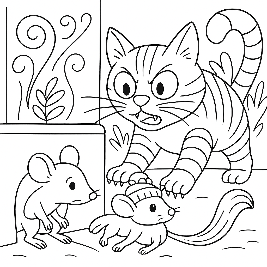Раскраска по сказке "Хвастливые мыши"