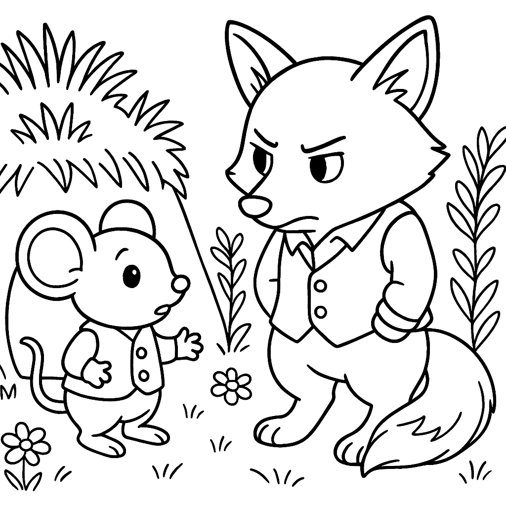 Раскраска по сказке "Лис и мышонок"