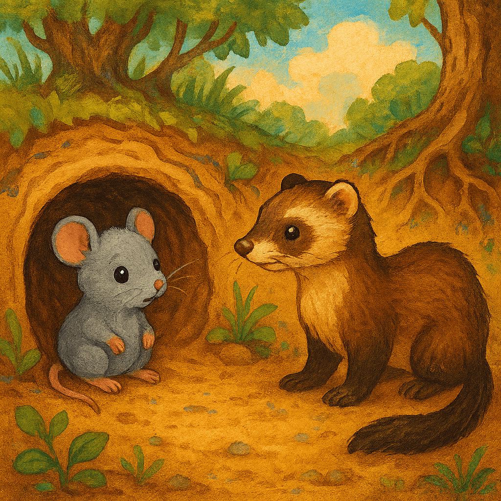 Мышонок встретил хорька в норке