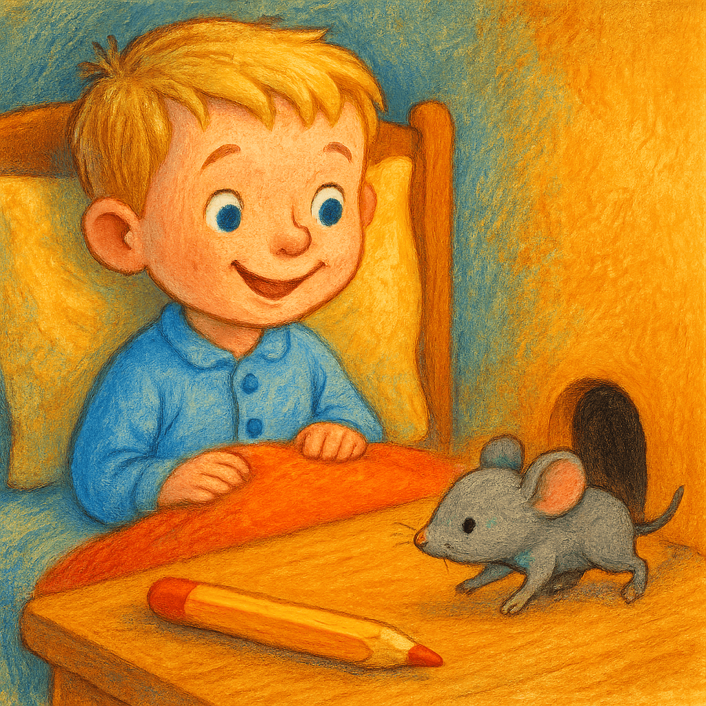 Мышонок убегает в норку, мальчик Вова просыпается