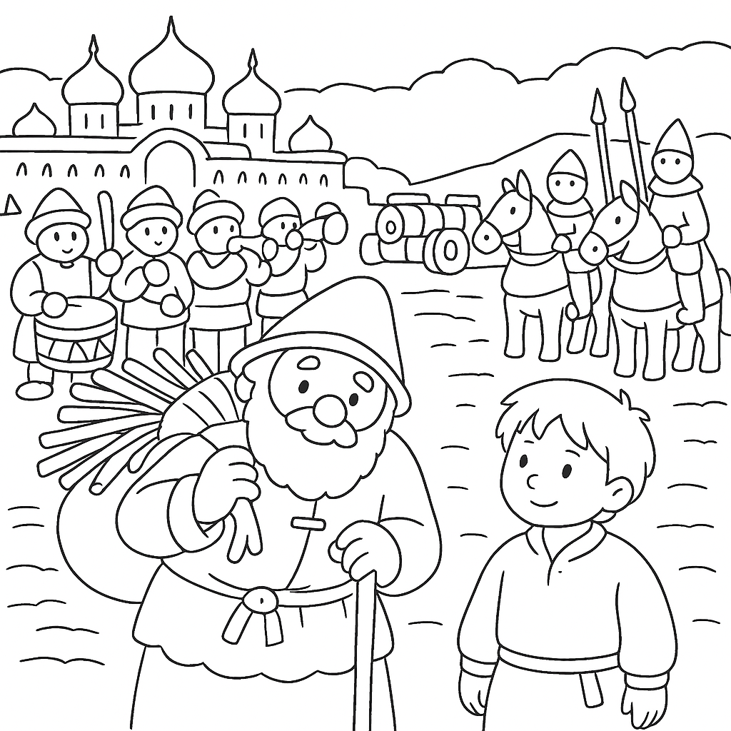 Раскраска по сказке "Летучий корабль"