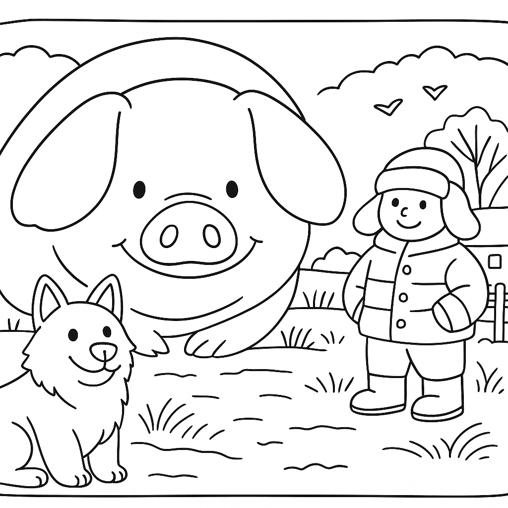 Раскраска по сказке "Хозяйственная собака на белорусском хуторе"