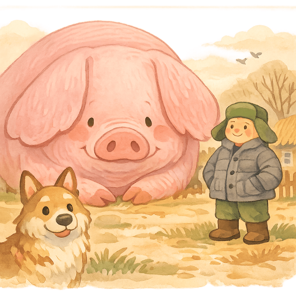 Огромная свинья-мама с Иваном Белоусом и собакой Чаркой