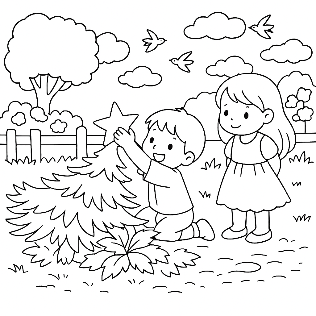 Раскраска по сказке "Ель - читать сказку"