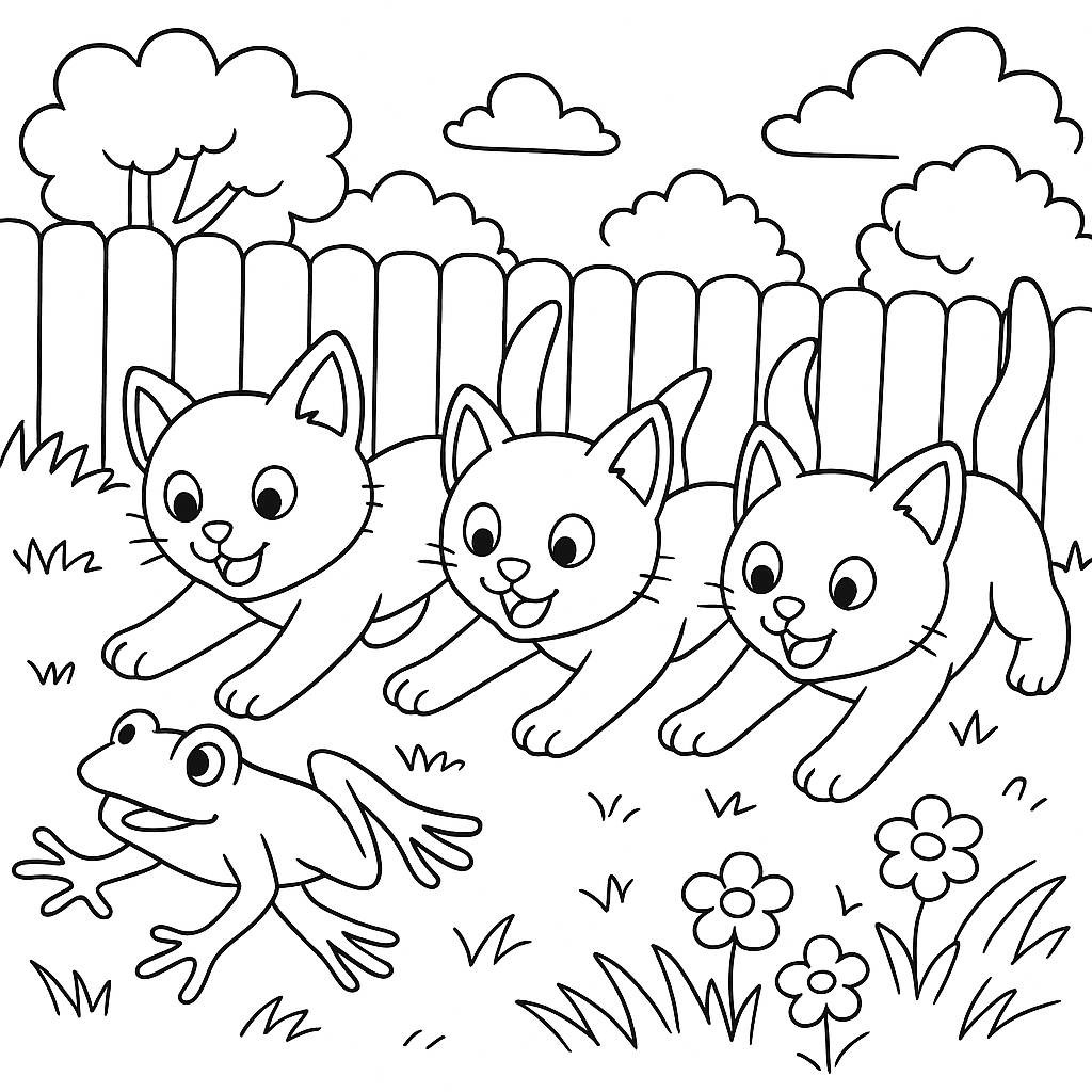 Раскраска по сказке "Три котёнка"