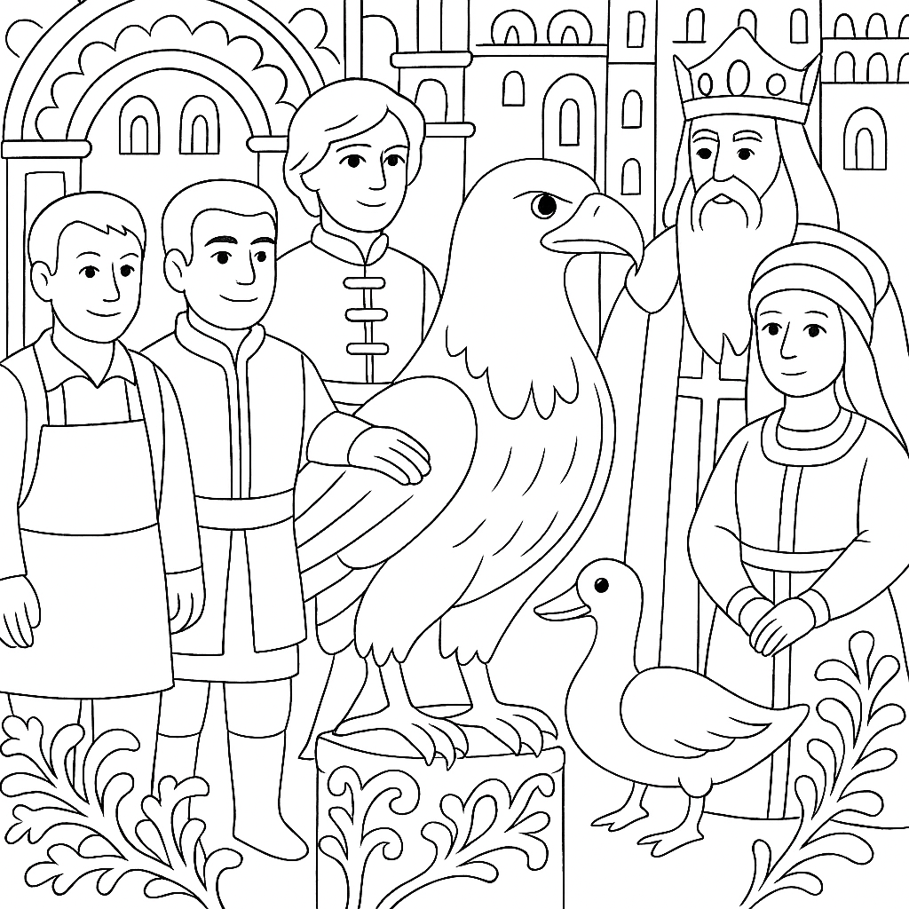 Раскраска по сказке "Деревянный орел"