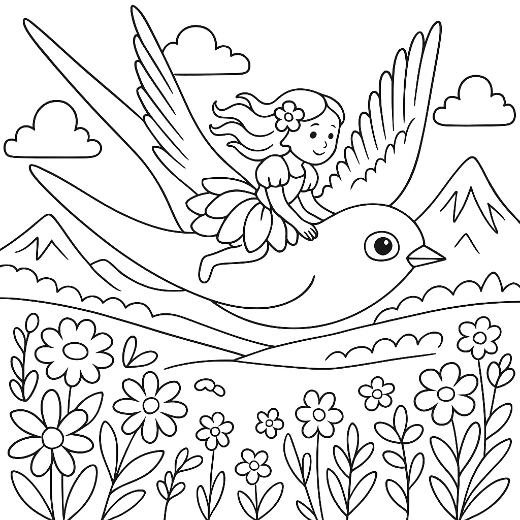 Раскраска по сказке "Дюймовочка"