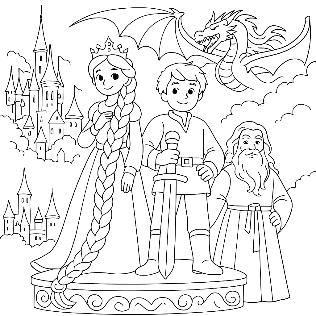 Раскраски: Сказка о василисе, золотой косе, непокрытой красе, и об иване горохе