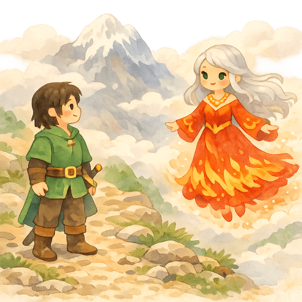 Воин встречает загадочную красавицу-колдунью на горной тропе