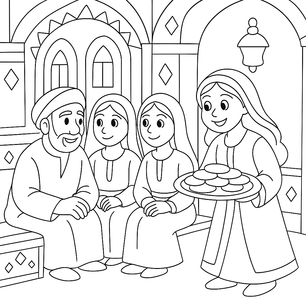 Раскраска по сказке "Али-баба и сорок разбойников"