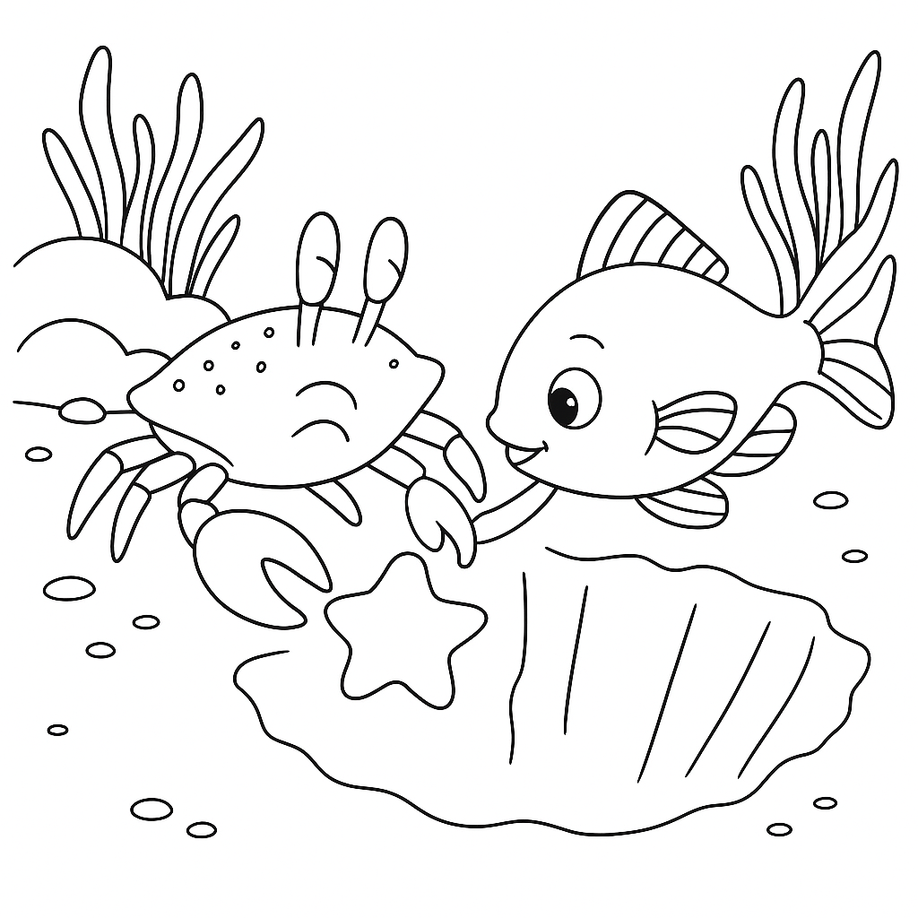 Раскраска по сказке "Звёздочка для Осьминожки Оси"