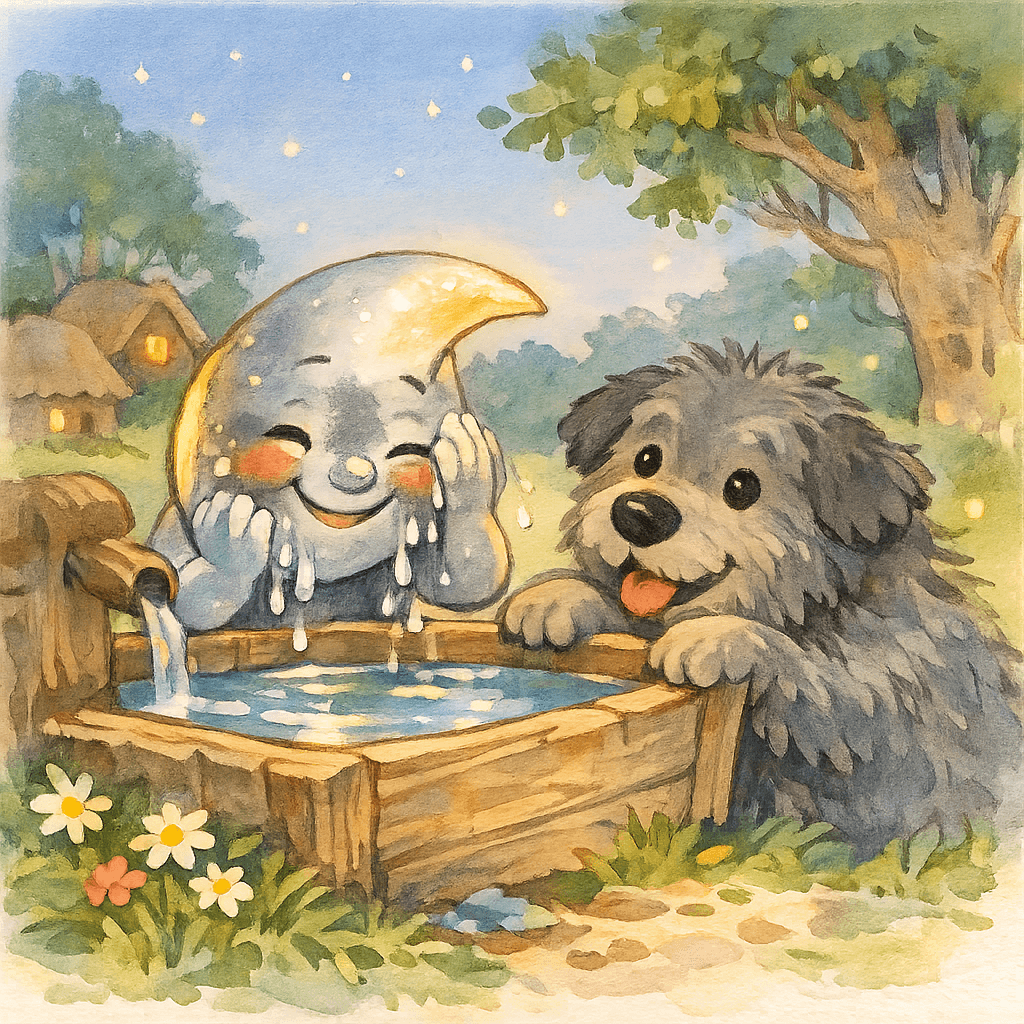 Пёс схватил месяц возле корыта