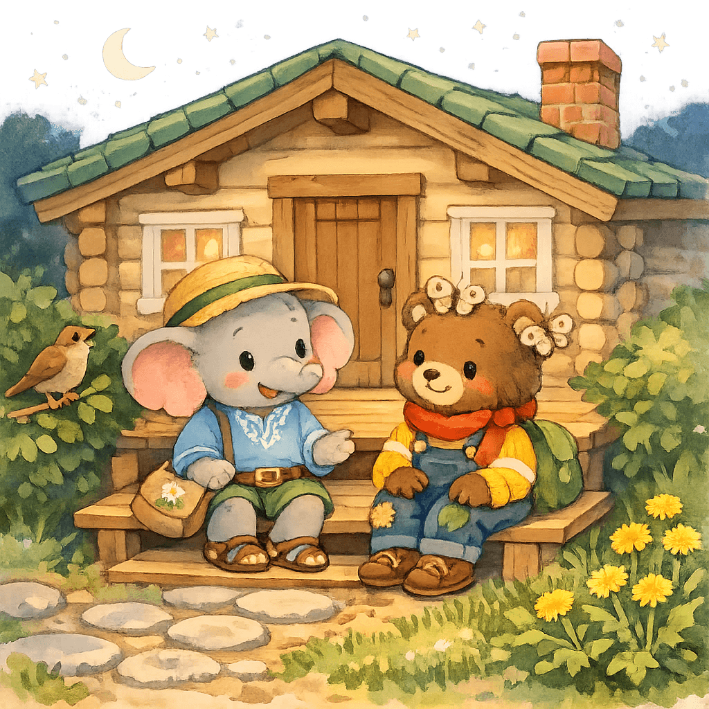 Друзья любуются вечером: звёзды, соловей и ночные бабочки у крылечка