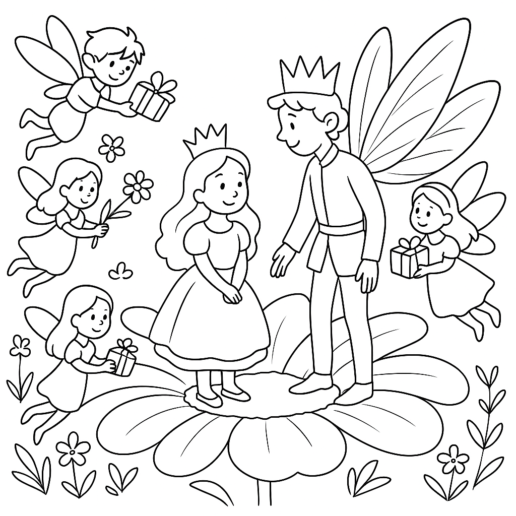 Раскраска по сказке "Дюймовочка"