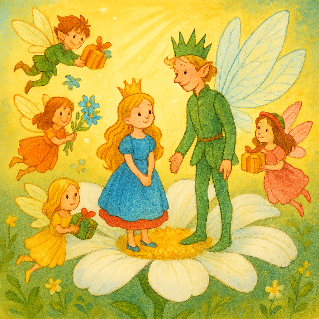 Дюймовочка становится королевой эльфов.