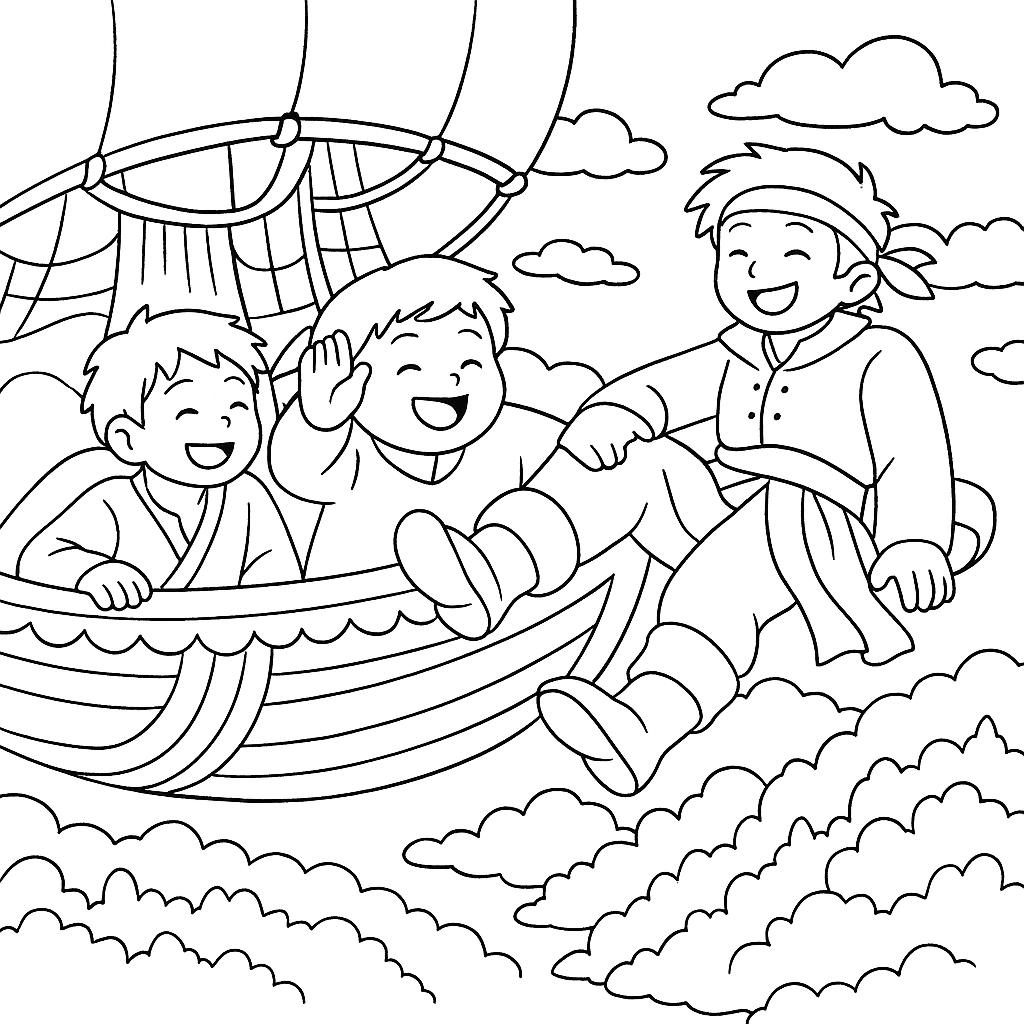 Раскраска по сказке "Летучий корабль"