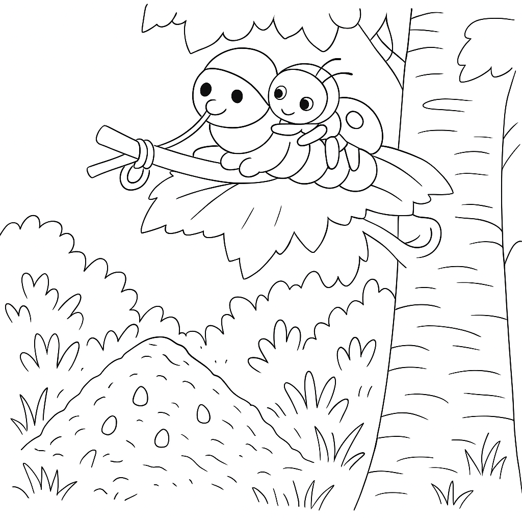 Раскраска по сказке "Как муравьишка домой спешил"