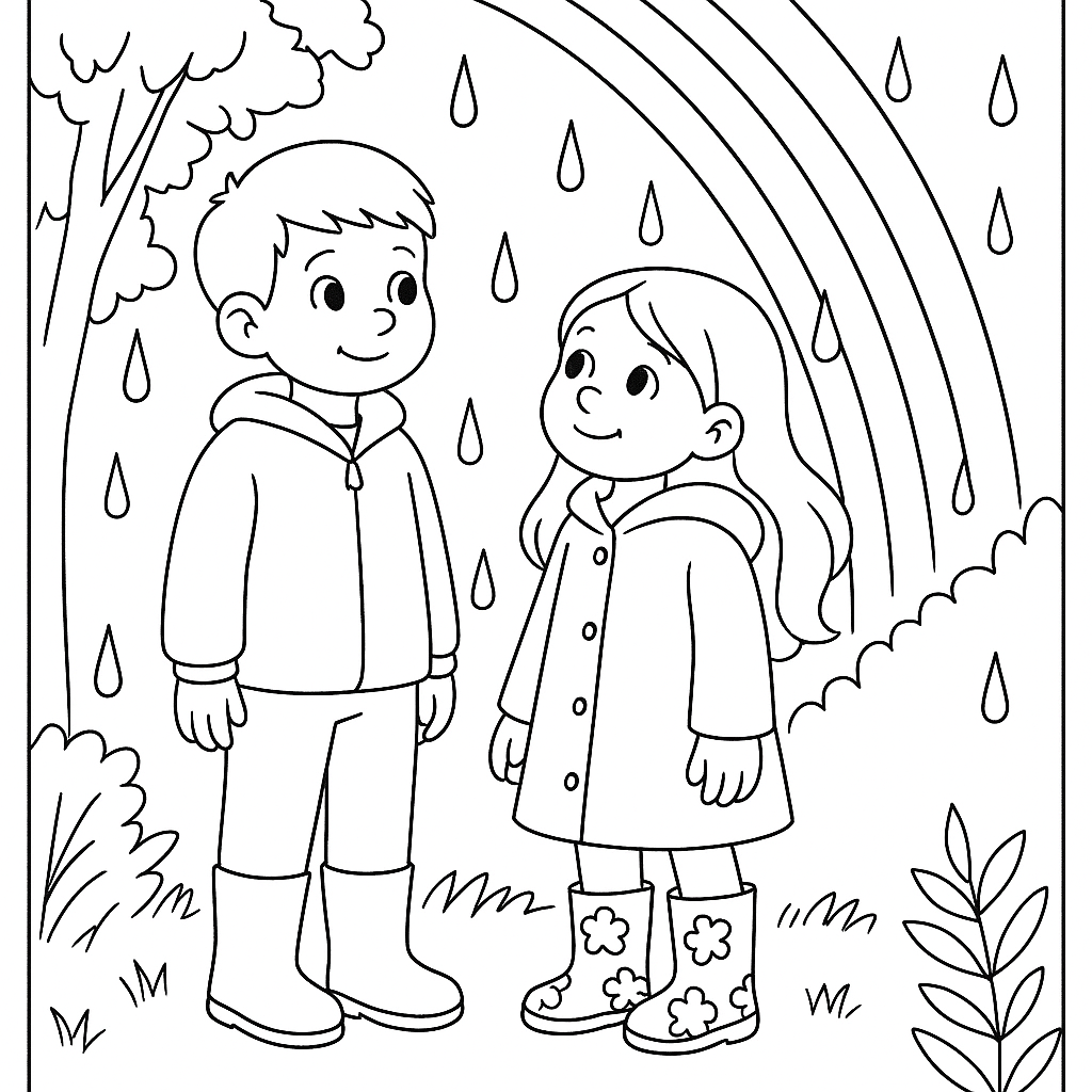 Раскраска по сказке "Какие бывают дожди"