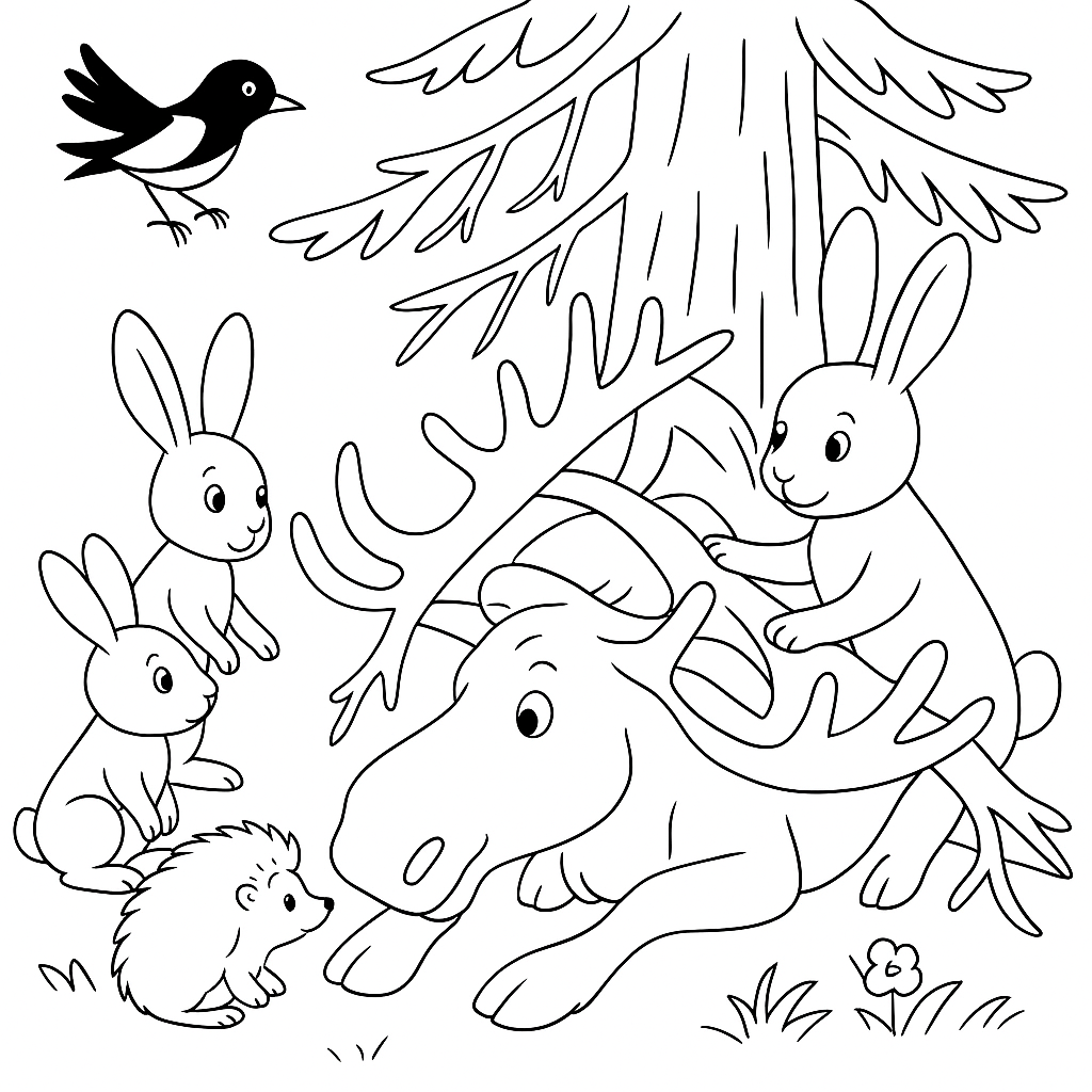 Раскраска по сказке "Раз, два — дружно!"