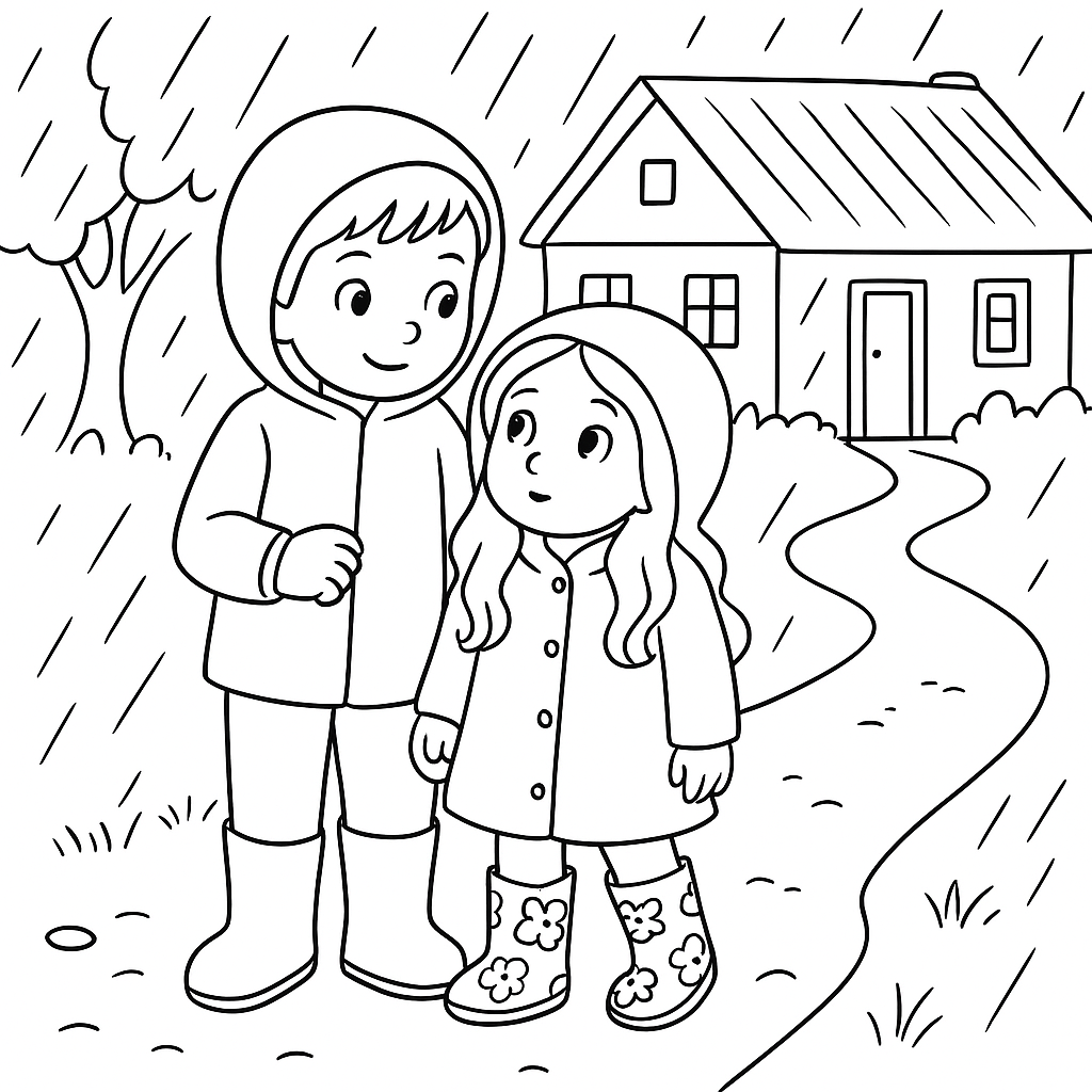 Раскраска по сказке "Какие бывают дожди"