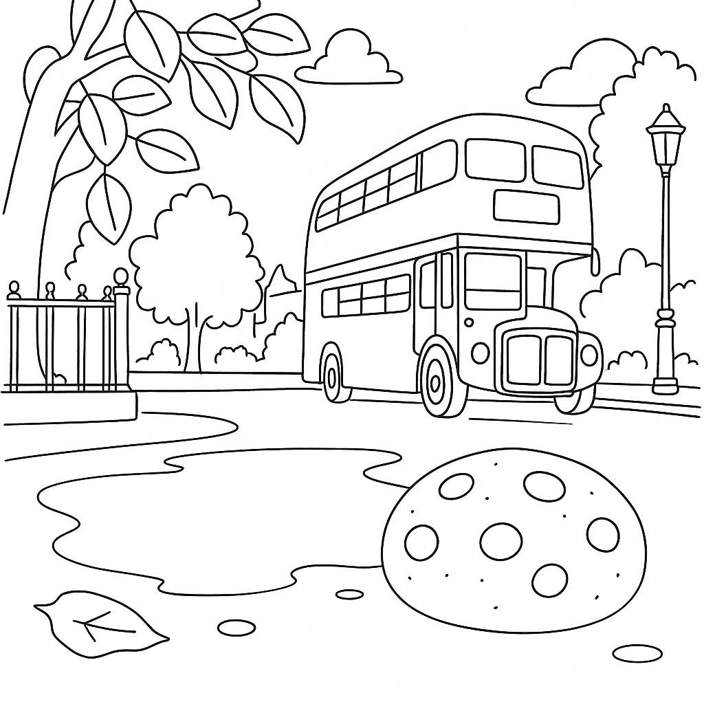 Раскраска по сказке "Про лужу и булочку с изюмом"