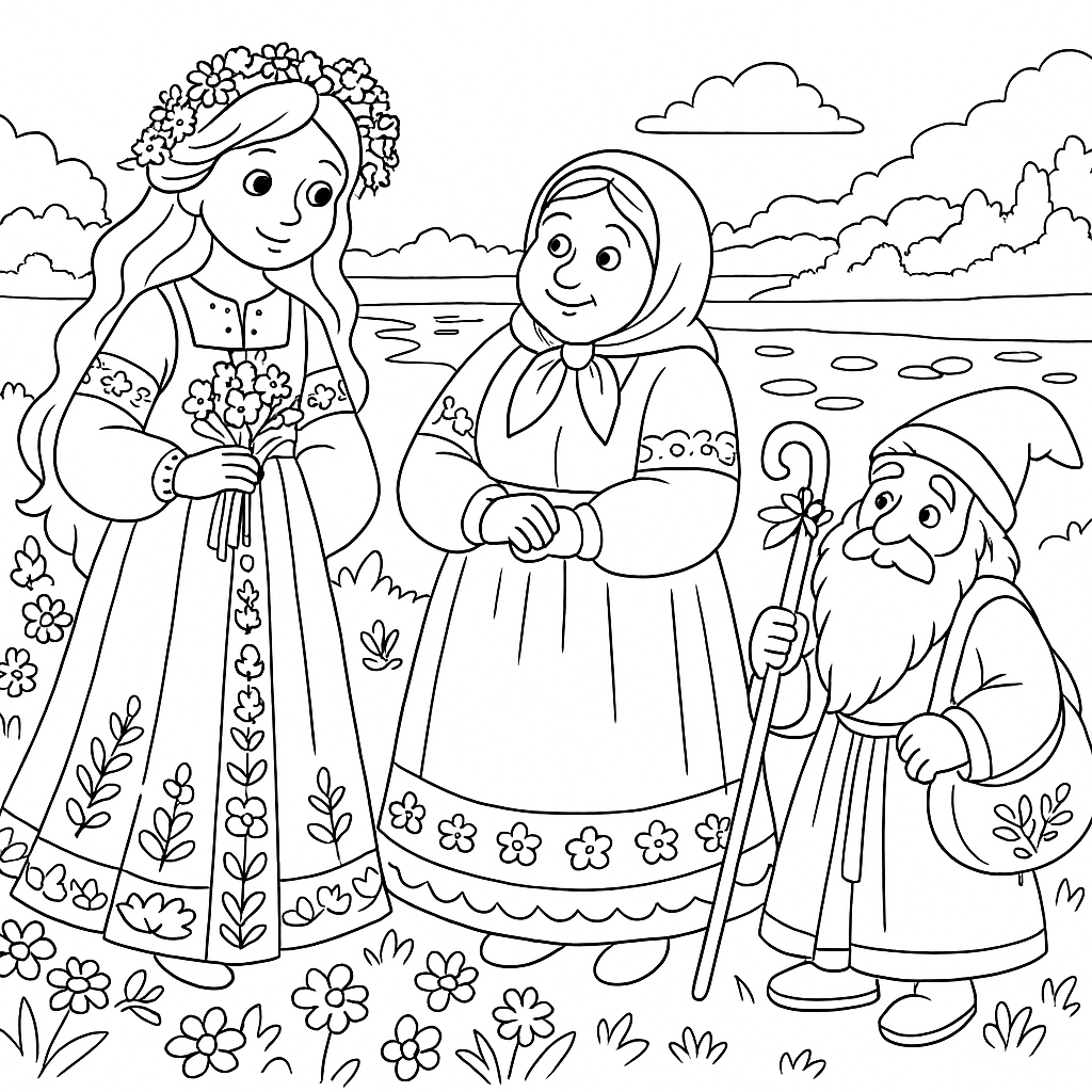 Раскраска по сказке "Крупеничка"