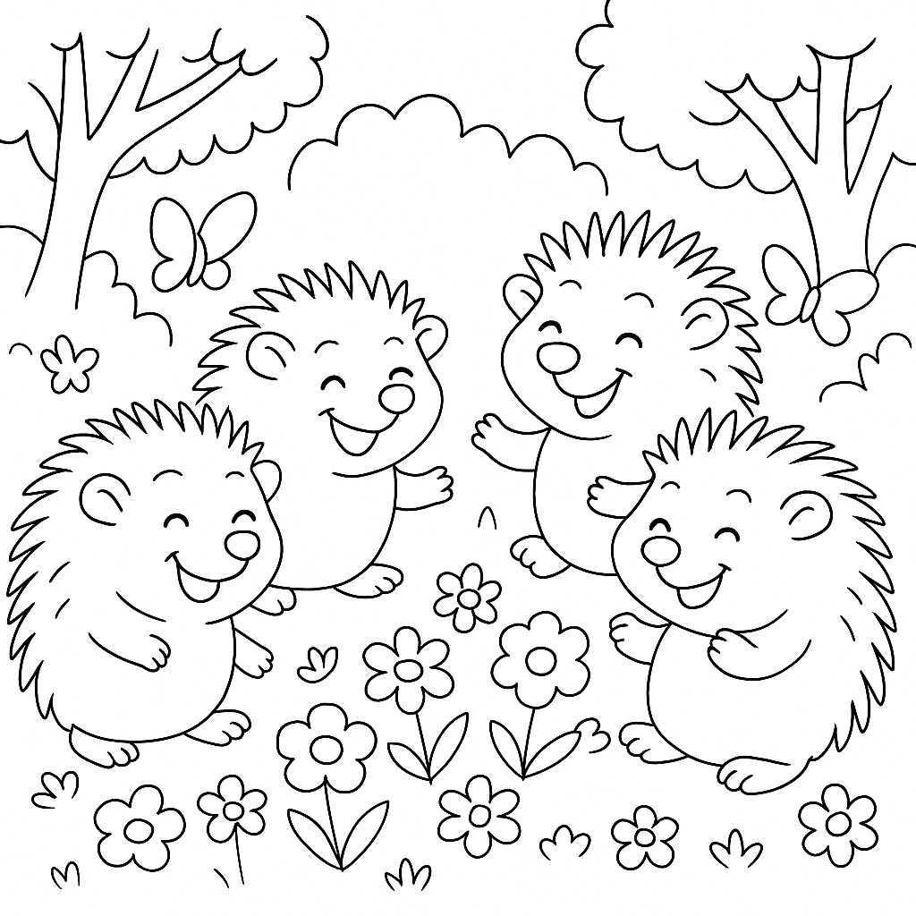 Раскраска по сказке "Ежики смеются"