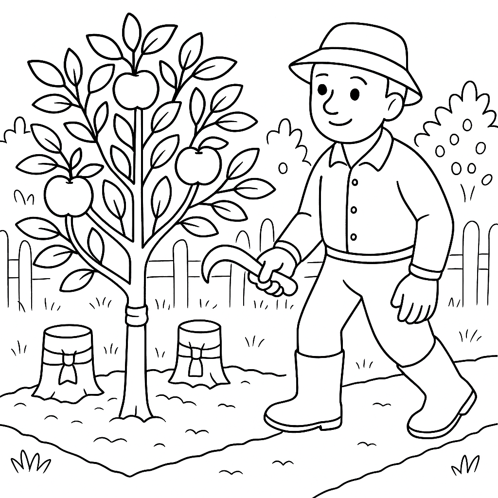 Раскраска по сказке "История одной яблоньки"
