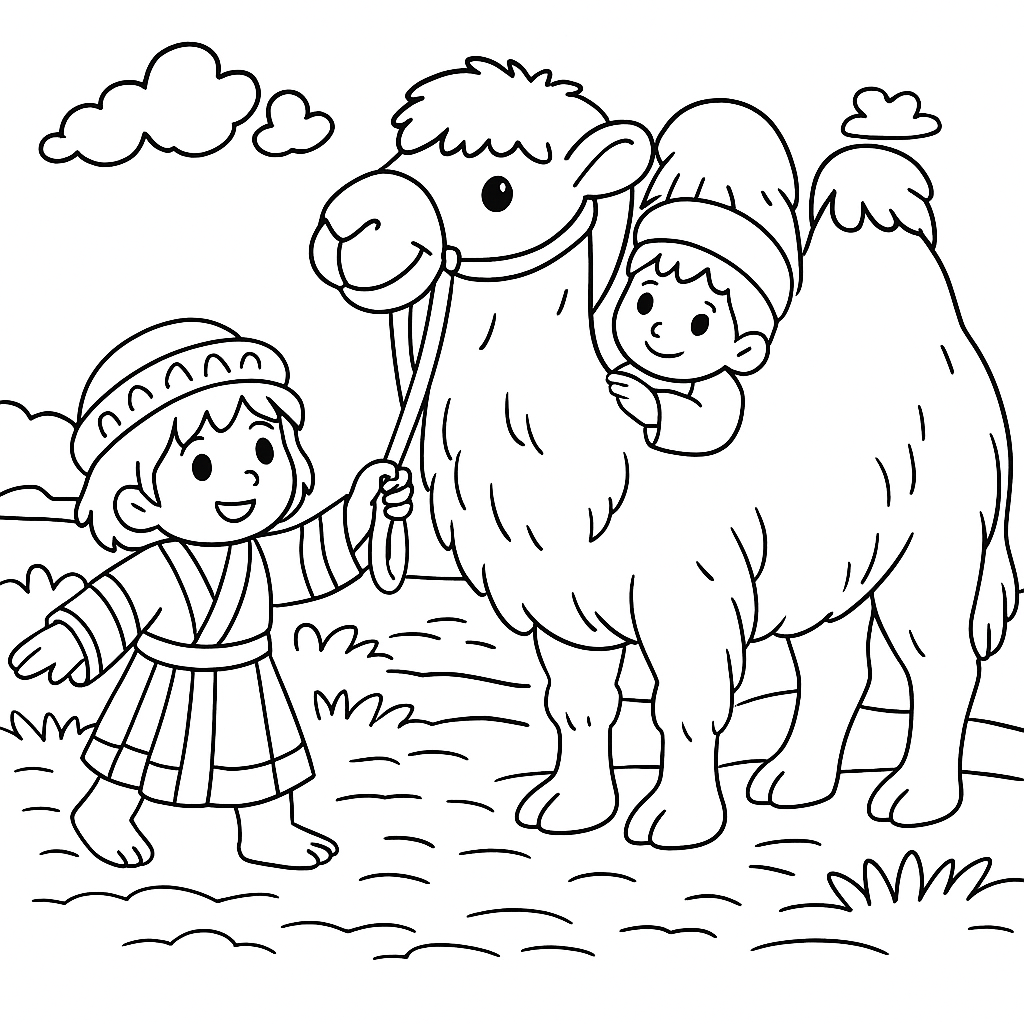 Раскраска по сказке "Говорящий верблюд"