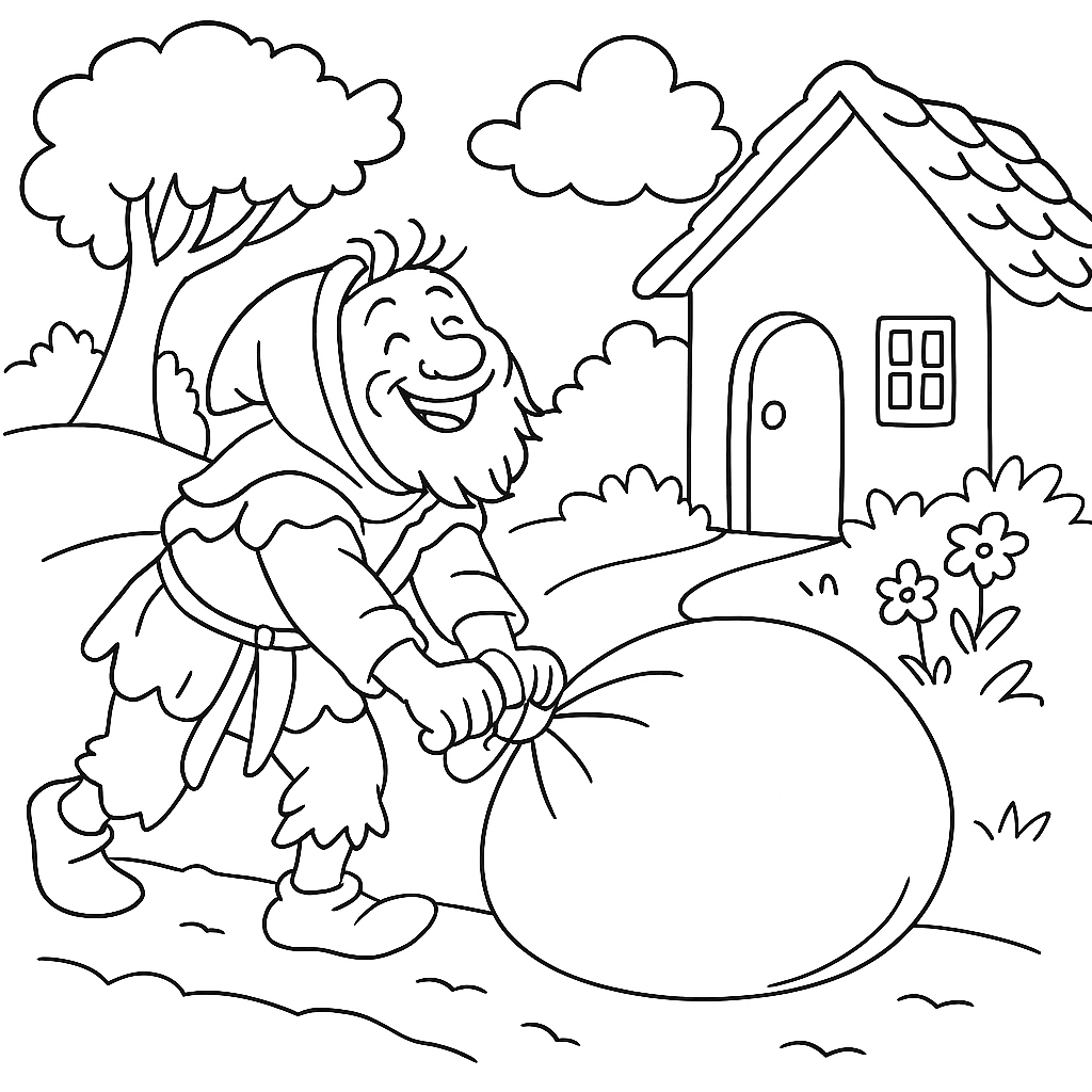 Раскраска по сказке "Нищий и счастье"