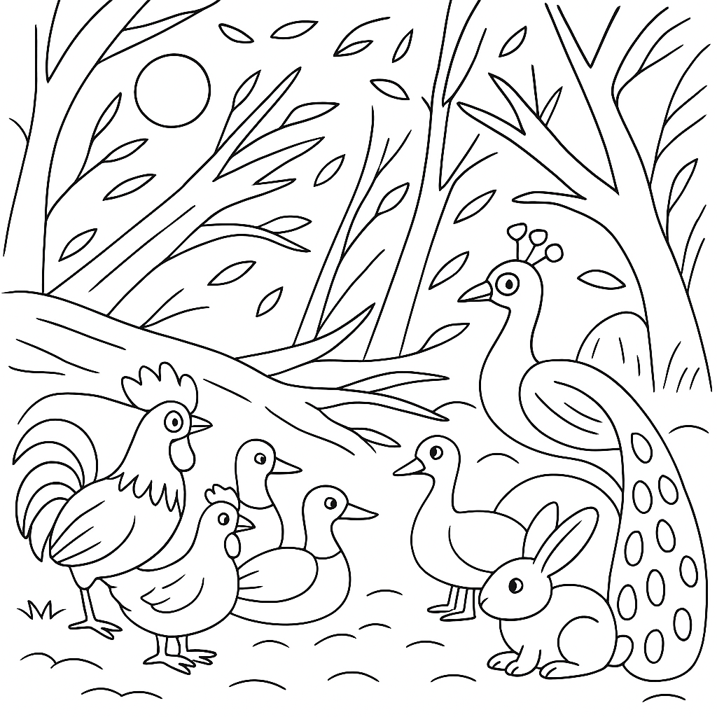 Раскраска по сказке "Хитрая лиса"