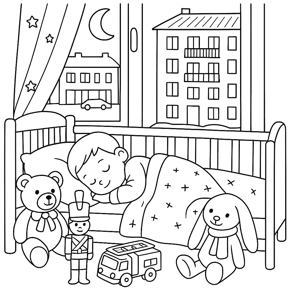 Раскраска по сказке "Мир уснул"