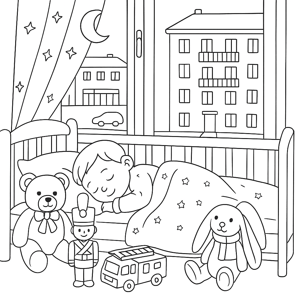 Раскраска по сказке "Мир уснул"