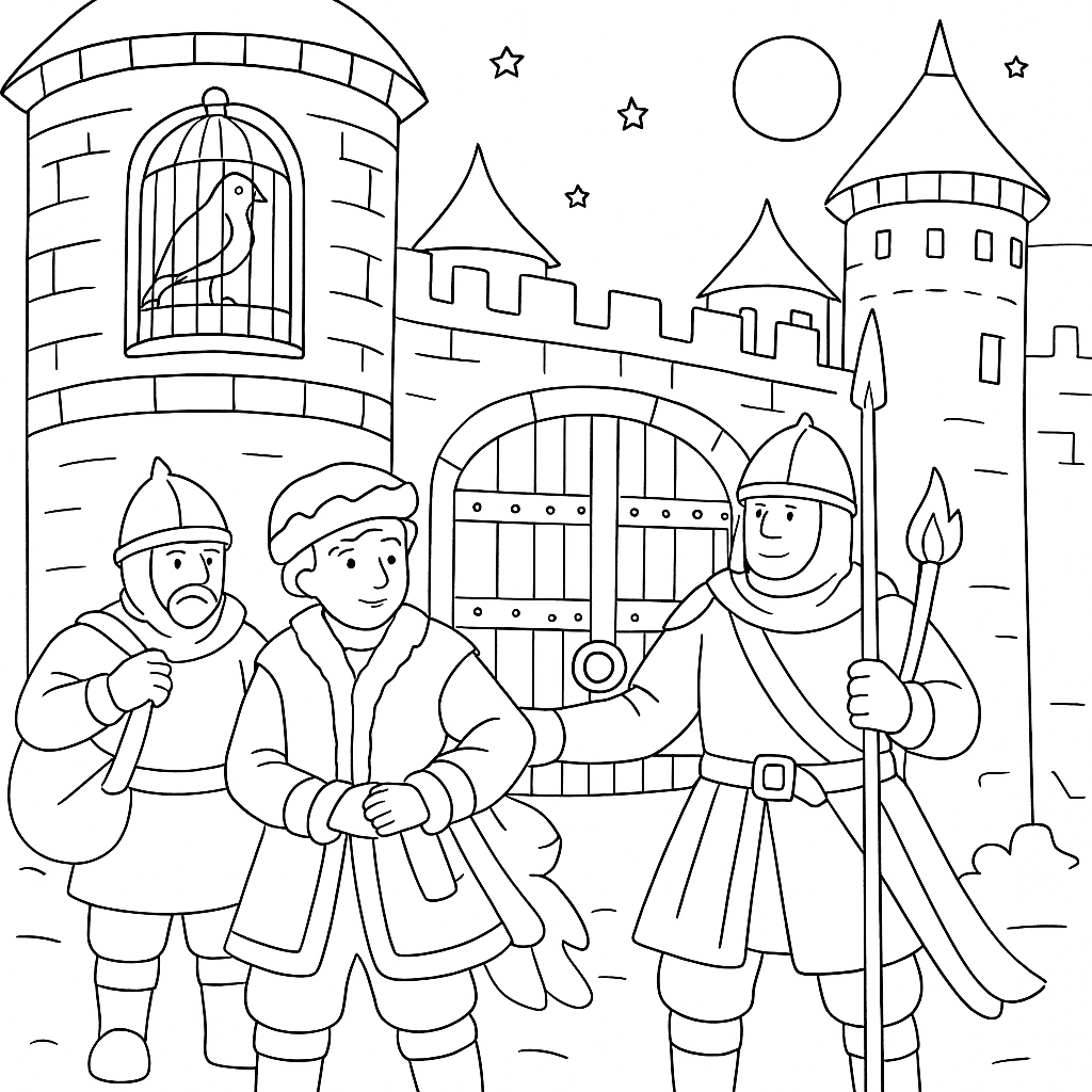 Раскраска по сказке "Иван-царевич и серый волк"