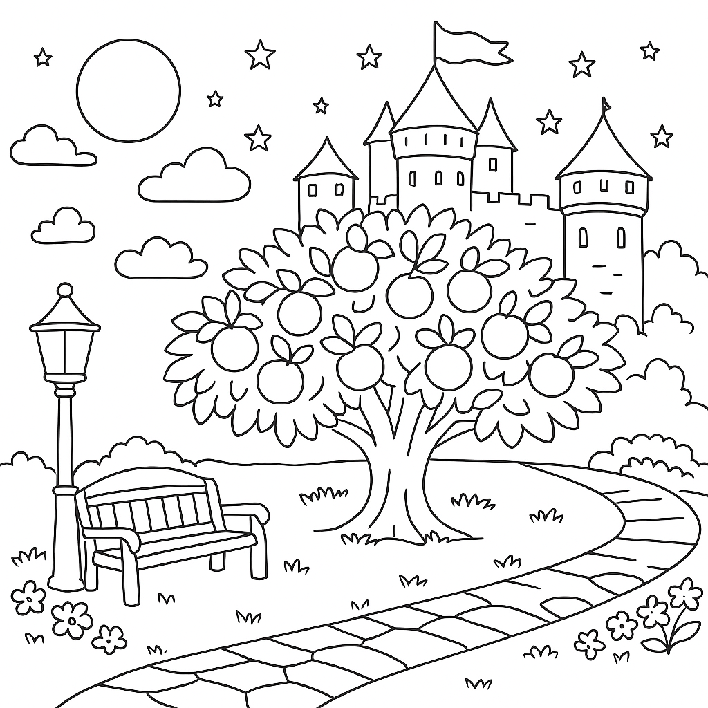 Раскраска по сказке "Иван-царевич и серый волк"