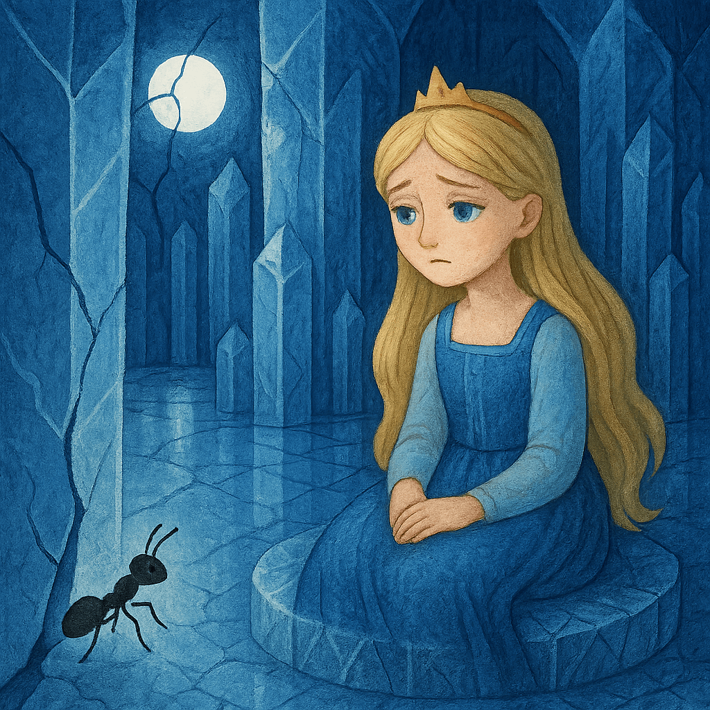 Иван-царевич-муравей проникает к царевне в хрустальной горе ночью.