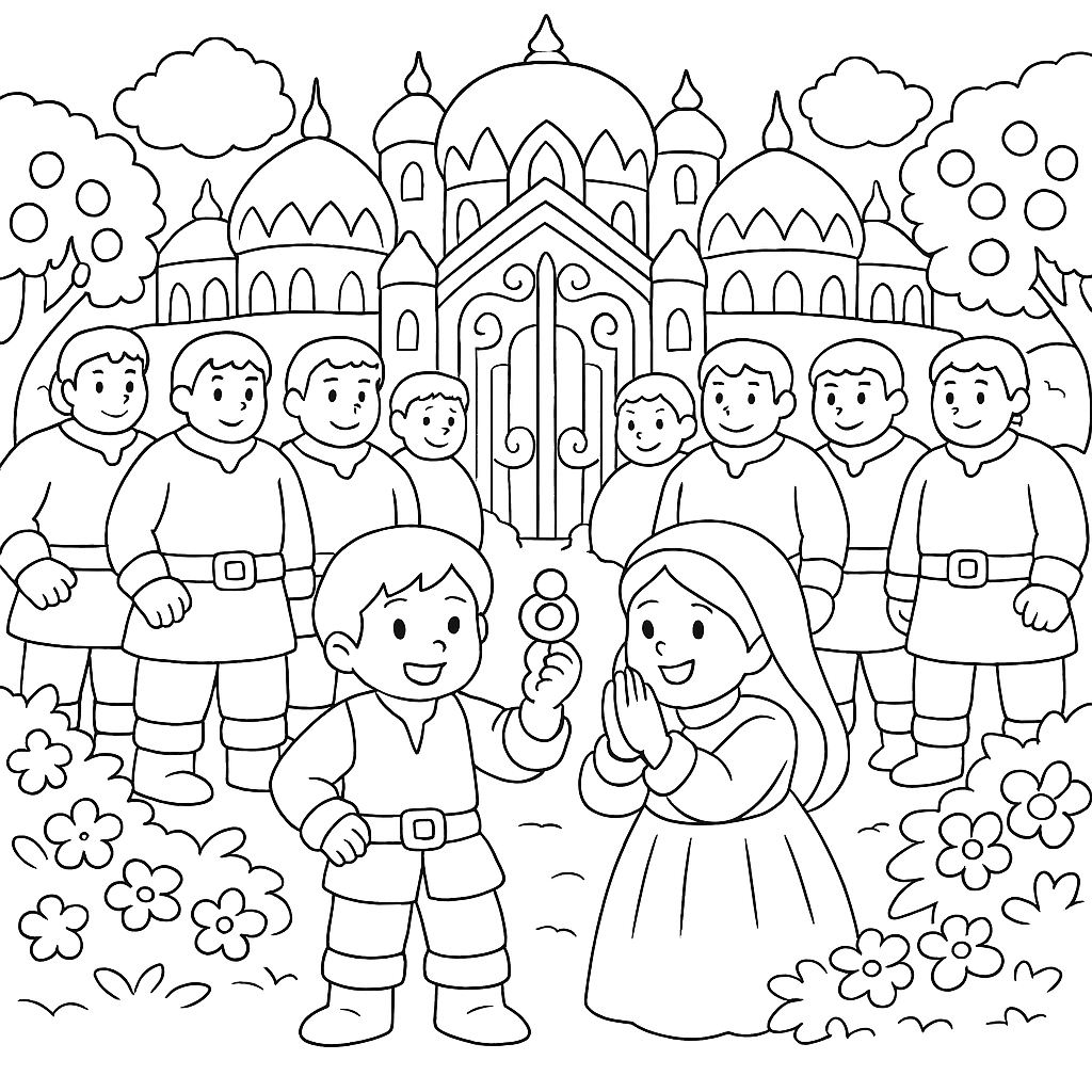 Раскраска по сказке "Змей, кошечка и пес"