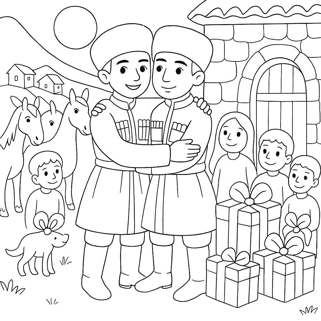 Раскраска по сказке "Сто лошадей или сто друзей"