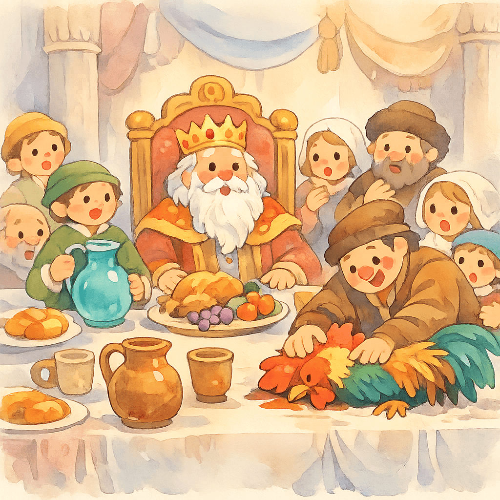 Чудо с петухом оживает за царским столом