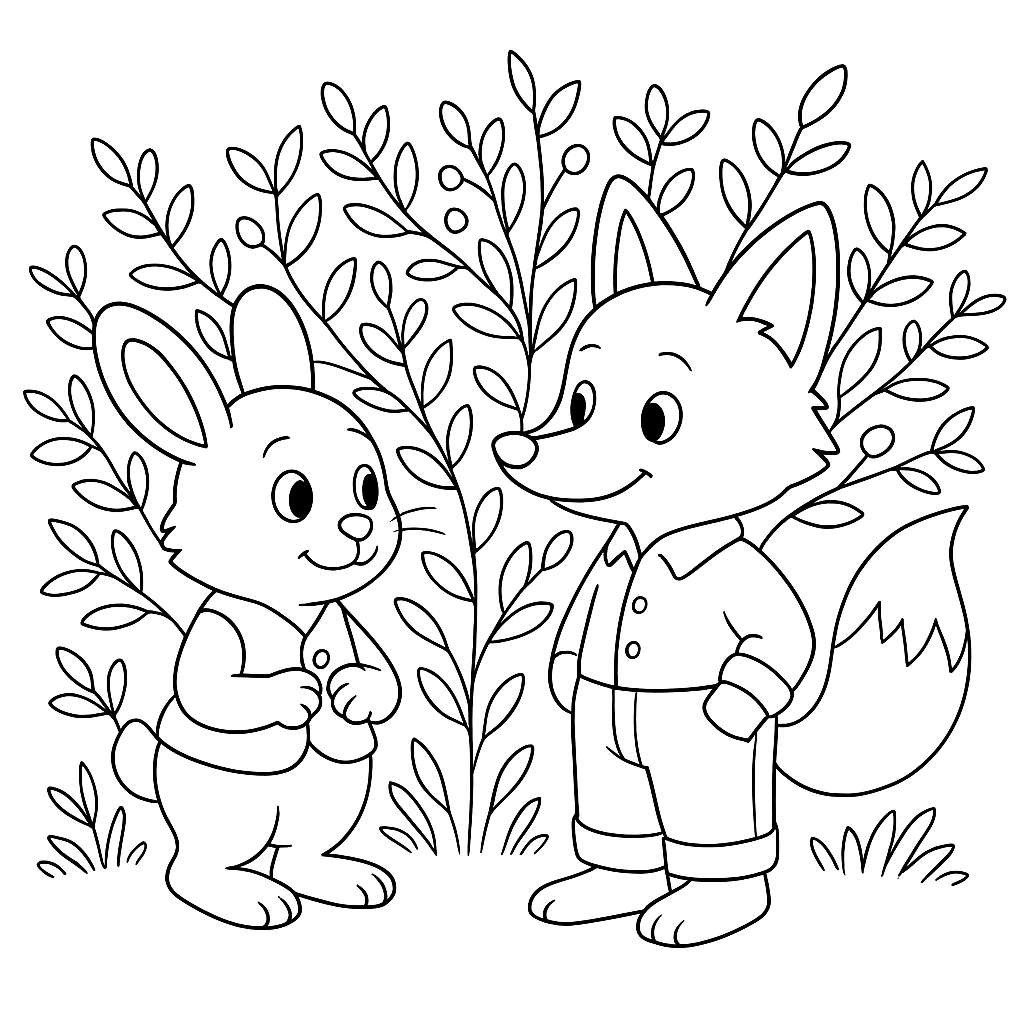 Раскраска по сказке "Как братец кролик перехитрил братца лиса"