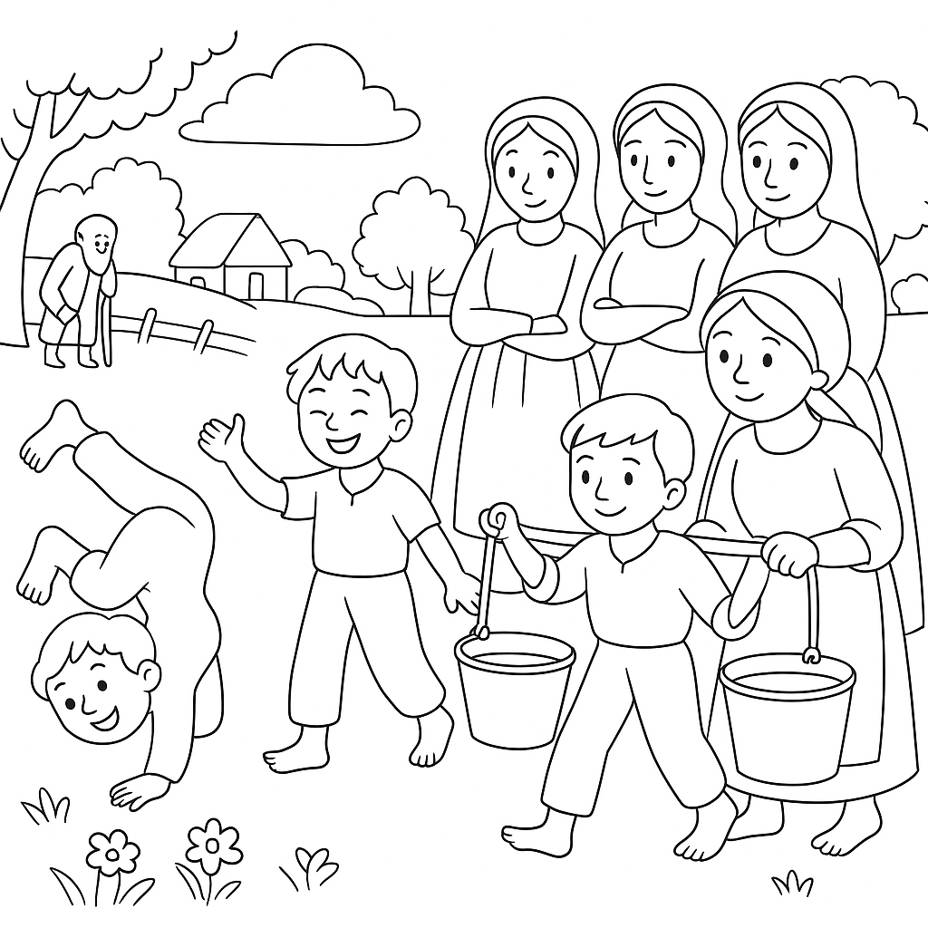 Раскраска по сказке "Сыновья"