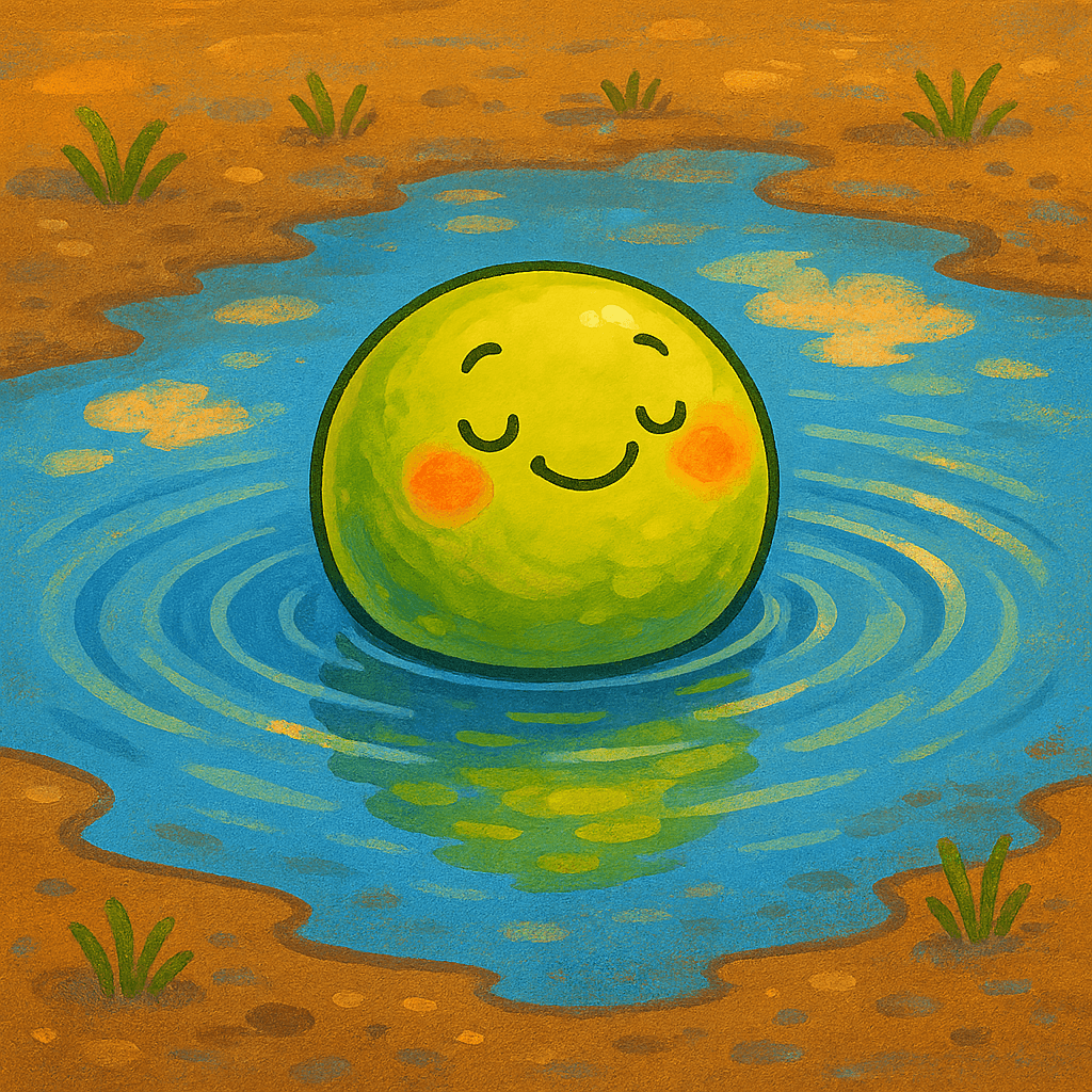 Горошина в луже стала большой и круглой