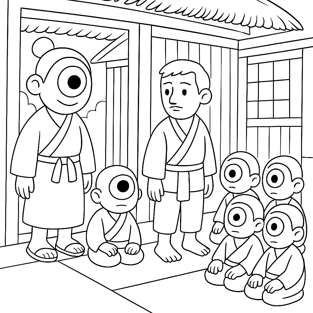 Раскраска по сказке "Одноглазый и двуглазый"