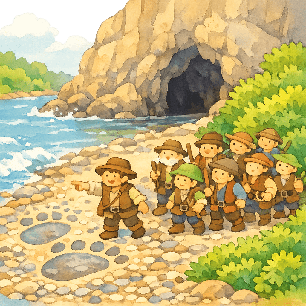 Двенадцать смельчаков обнаруживают на гальке огромные следы у скалы