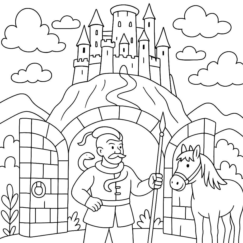 Раскраска по сказке "Царевна-змея"