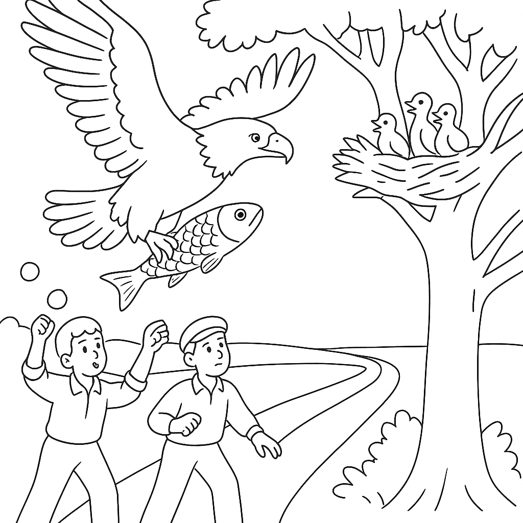 Раскраска по сказке "Орел"