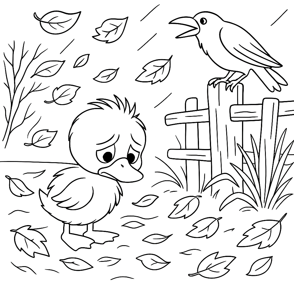 Раскраска по сказке "Гадкий утёнок"