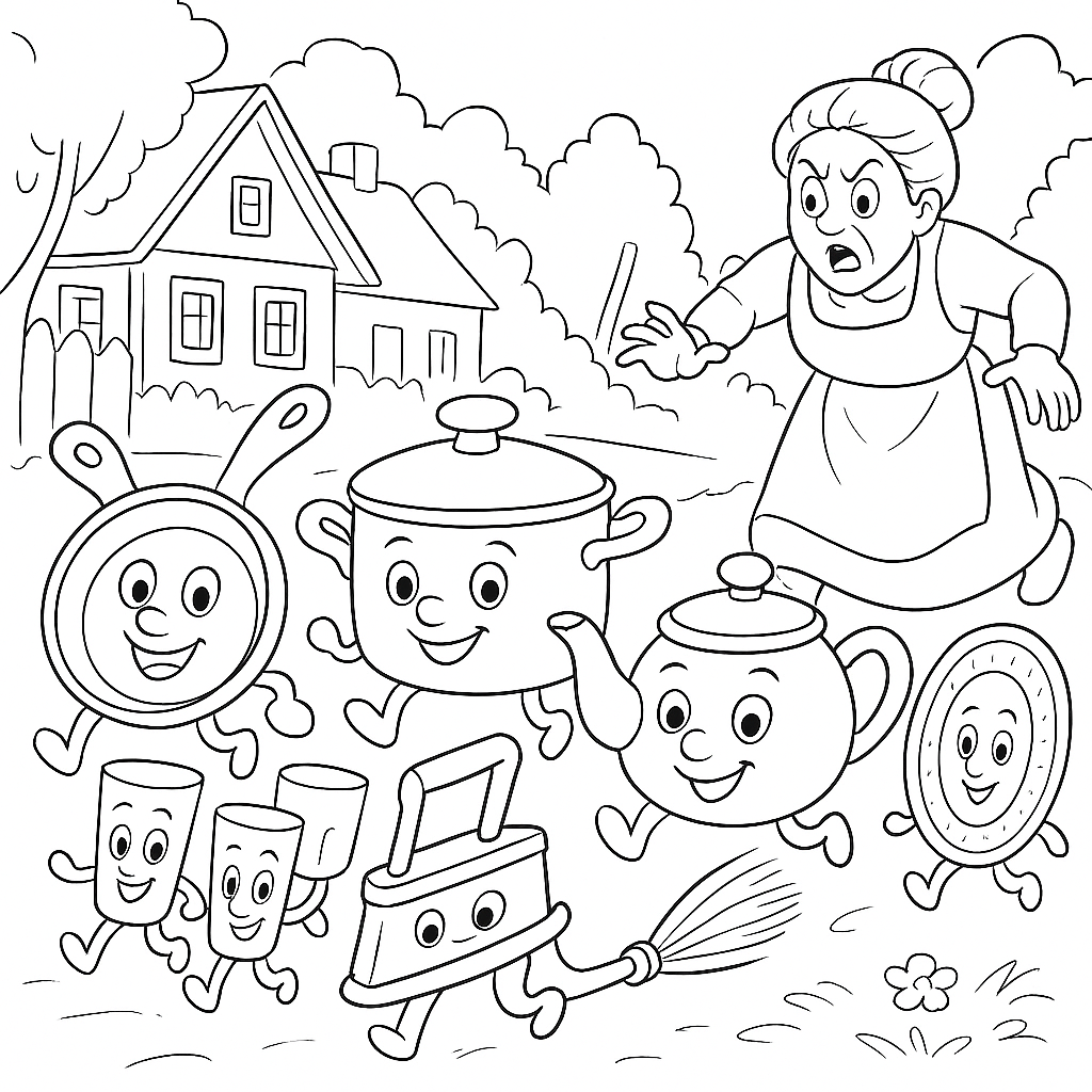 Раскраска по сказке "Федорино горе"