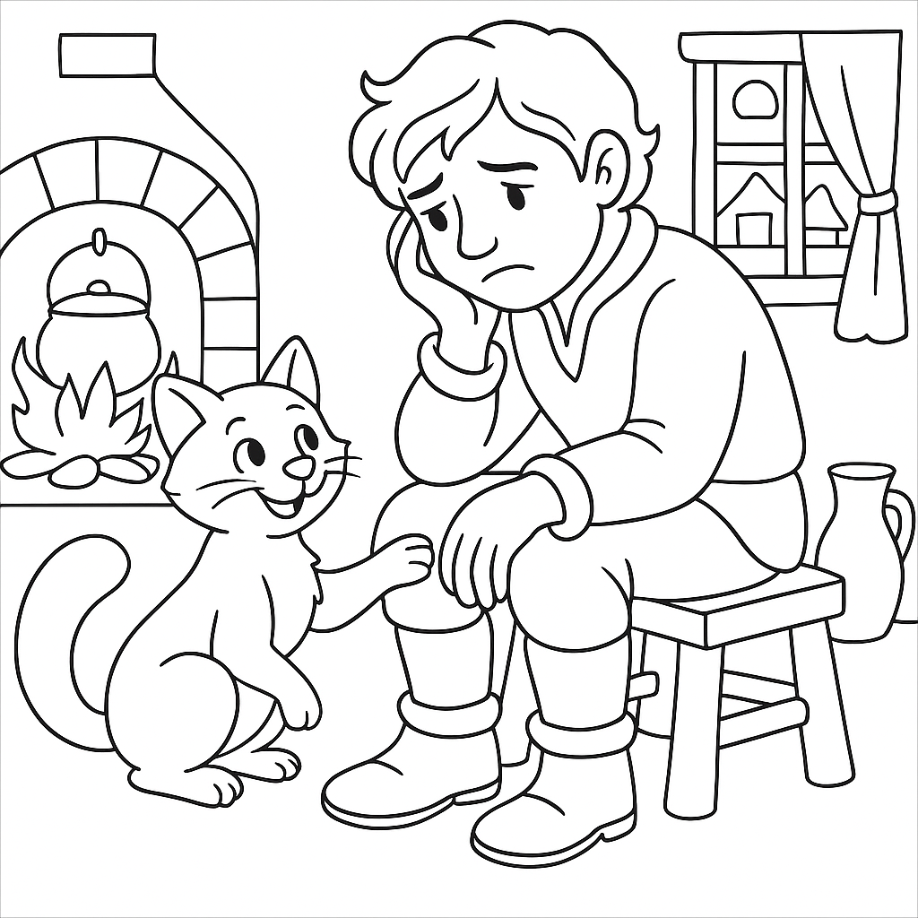 Раскраска по сказке "Кот в сапогах"