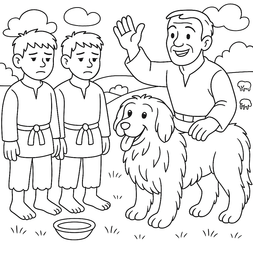 Раскраска по сказке "Два ленивца"